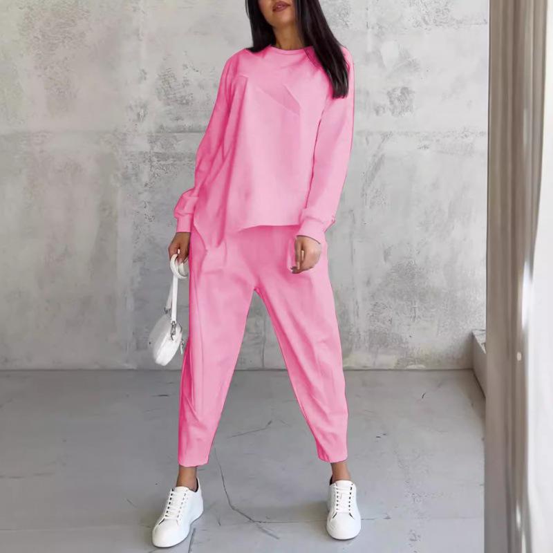 2024 Women's Autumn/Winter Casual Loose Long Sleeve Sweatshirt and Harem Pants Set
