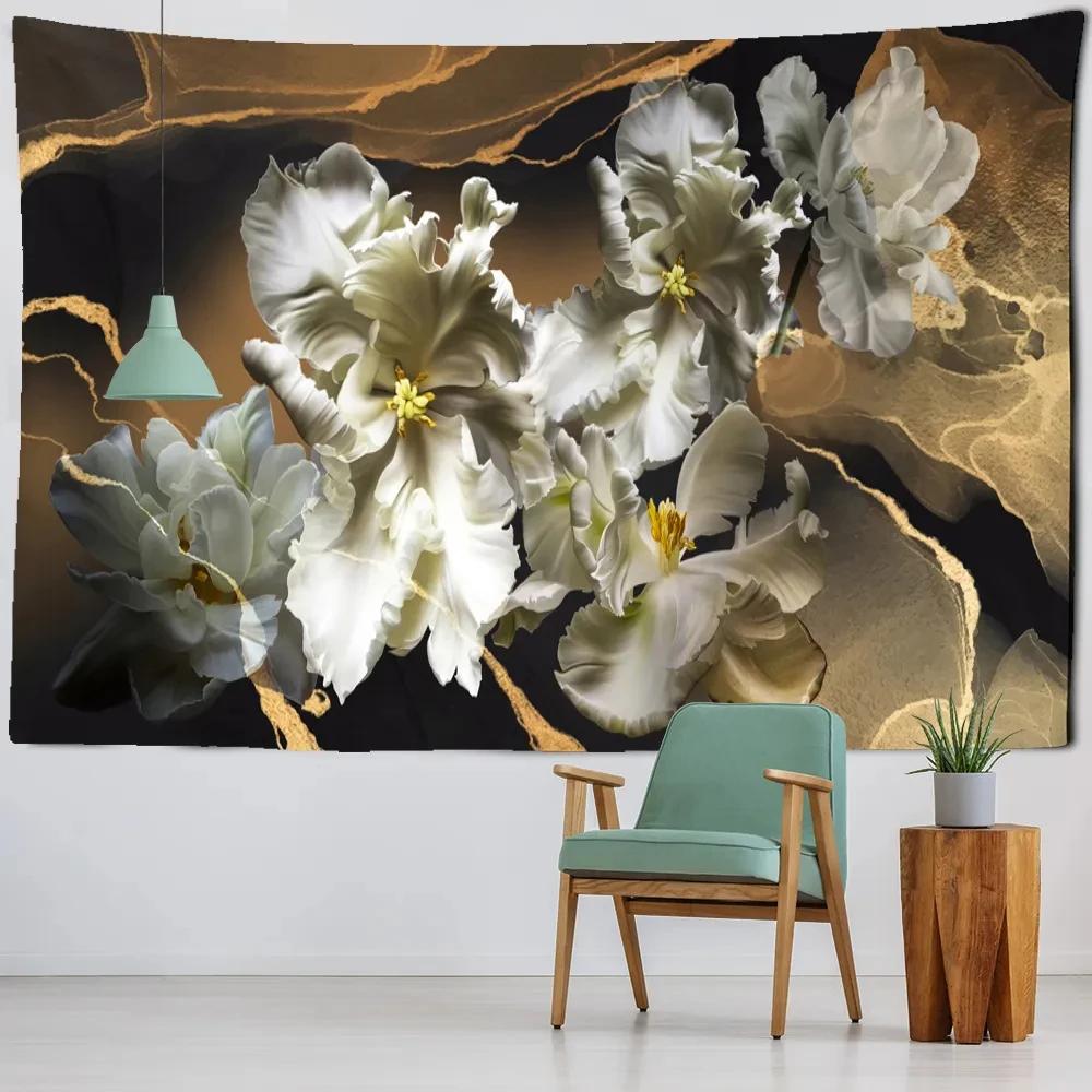 Creative Flowers Tapestry Nature Plant Floral Tapestry Wall Hanging Cloth Tapestries Home Bedroom Living Room Decor Tapestries