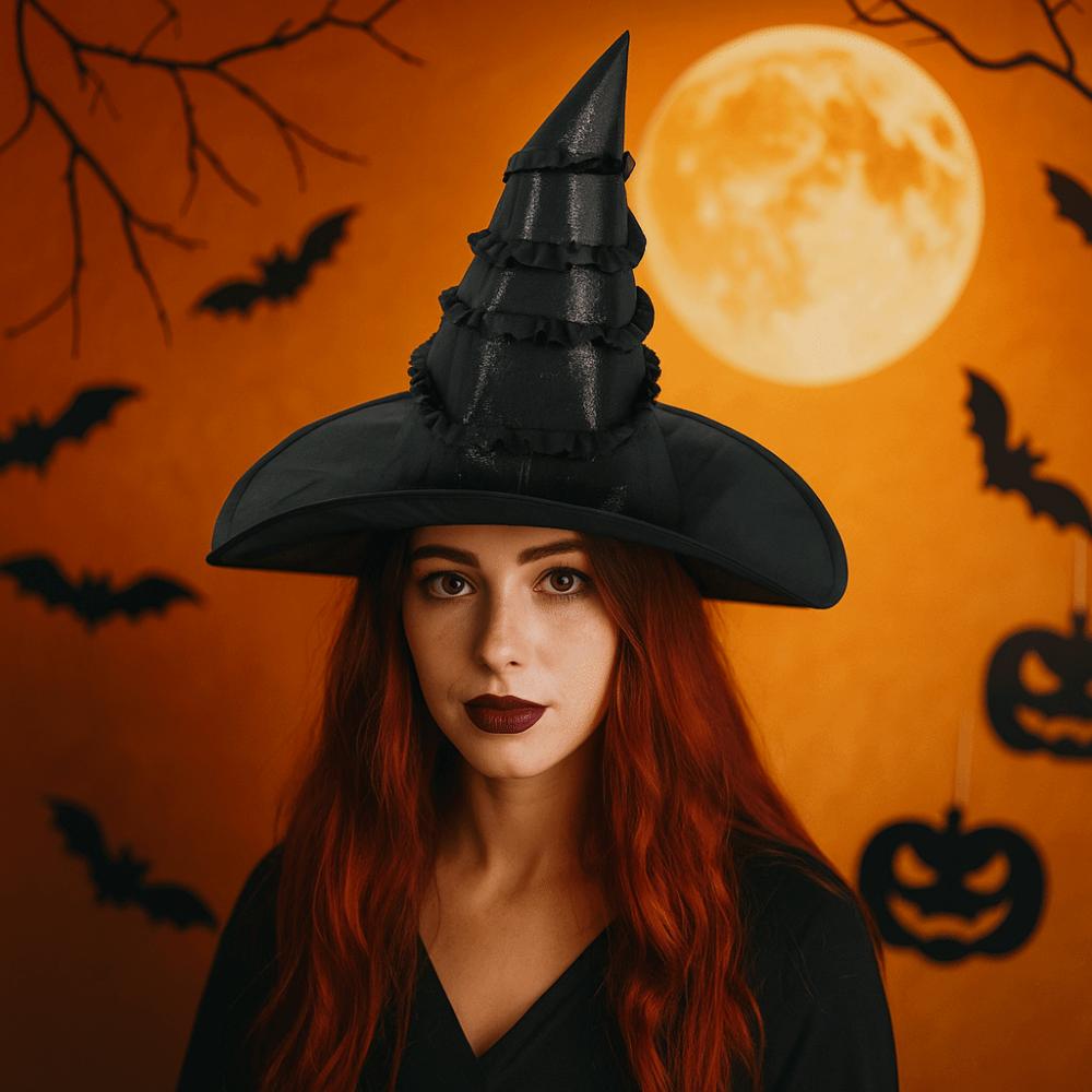 Simple Black Wizard Cap Lolitas Steampunks Halloween Witch Hat Oxford Cloth Decoration Cosplay Witch Hat Night Club