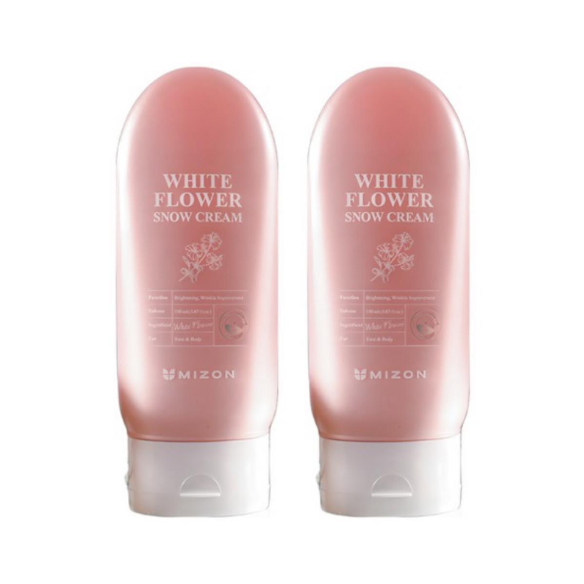 Mizon Крем для лица и тела White Flower Snow Cream 150 мл - Мгновенное отбеливание и выравнивание тона / Осветляющий увлажняющий крем для лица и тела 150ml X 2PCS