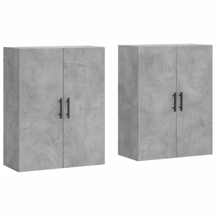 VidaXL Armoires murales 2 pcs gris béton 69,5x34x90 cm 3195647