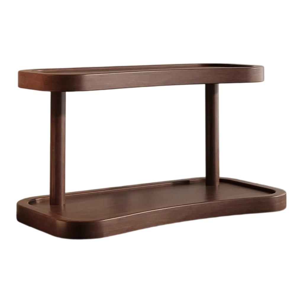 Dřevěný víceúčelový stojan na vystavení a skladování, 2 patra, víceúčelová police na nádobí pro kuchyň, domov