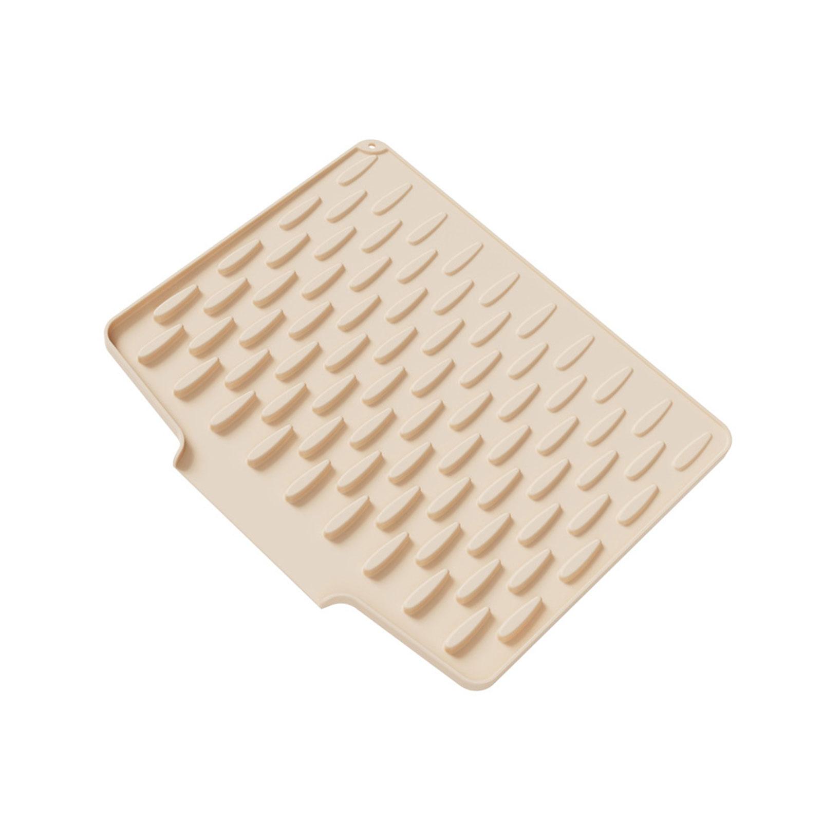 

Наклонный силиконовый коврик для сушки для столешниц, термостойкий, нескользящий, дренажный коврик, многофункциональный кухонный инструмент бежевый