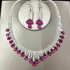 Elegant Purple Water Drop Jewelry Set: Necklace and Earrings for Bridal or Evening Wear