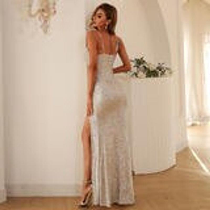 Sequin Suspender Dress for Women, New Style, Elegant Host Banquet Evening Gown, Long Style, Suitable for Weddings and Birthday Gifts