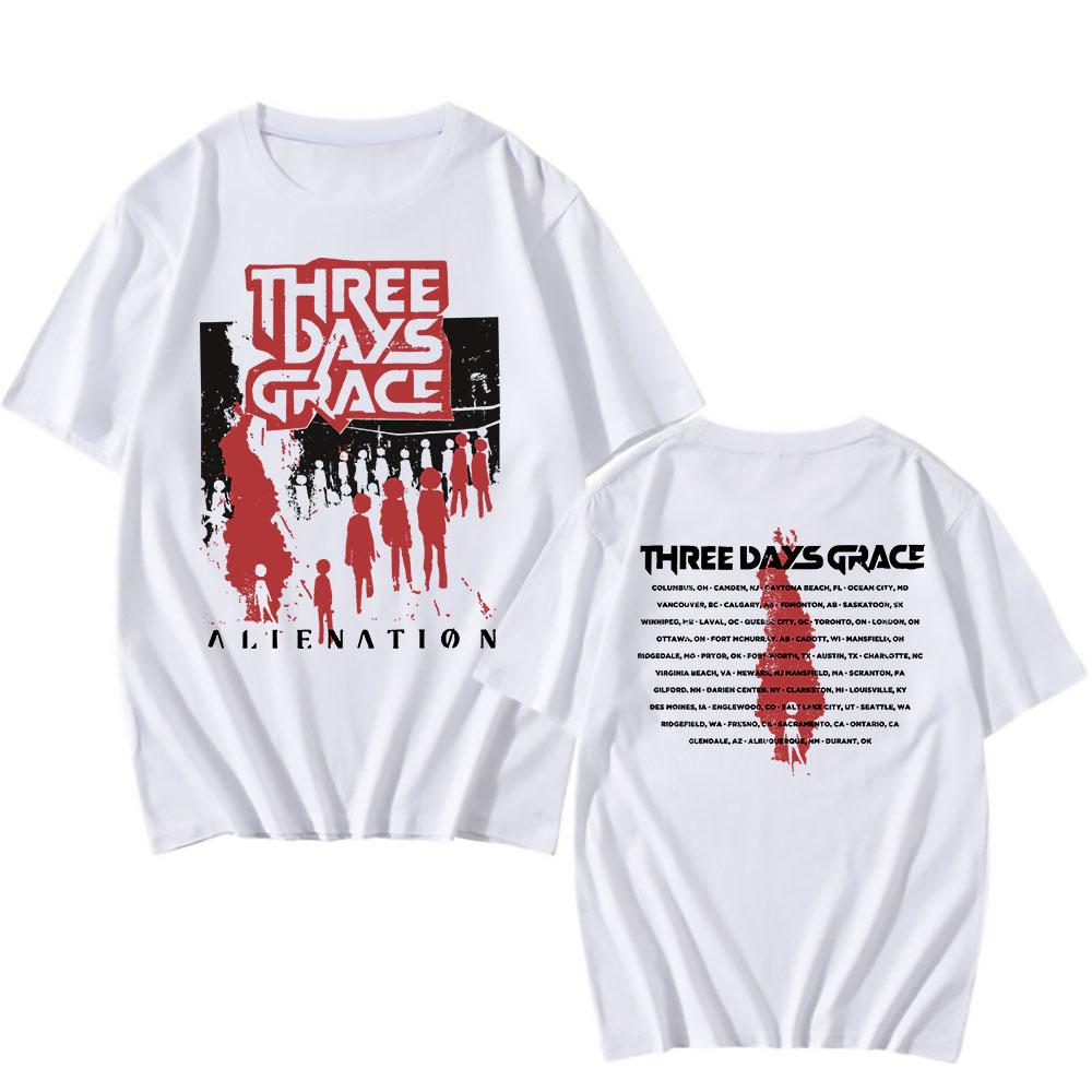 ALIENATION 2025 TOUR CAMISETA THREE DAYS GRACE Estampado Camisetas Algodón Moda Camiseta Manga Corta Unisex Ropa de Calle Hombre Mujer Camisa