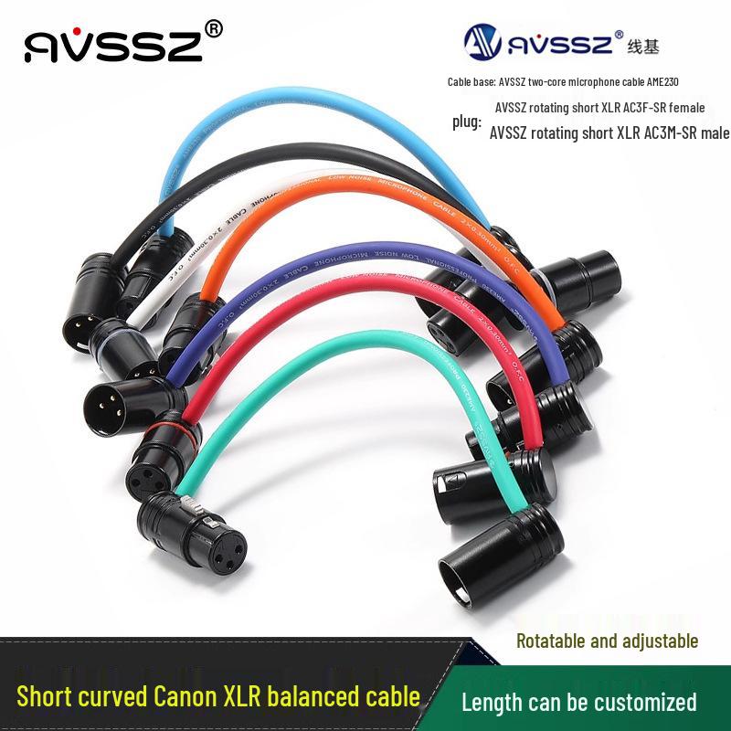 AVSSZ FX3 Gold-Plated XLR L-Shaped Microphone Cable, Short Male to Female Audio Connector