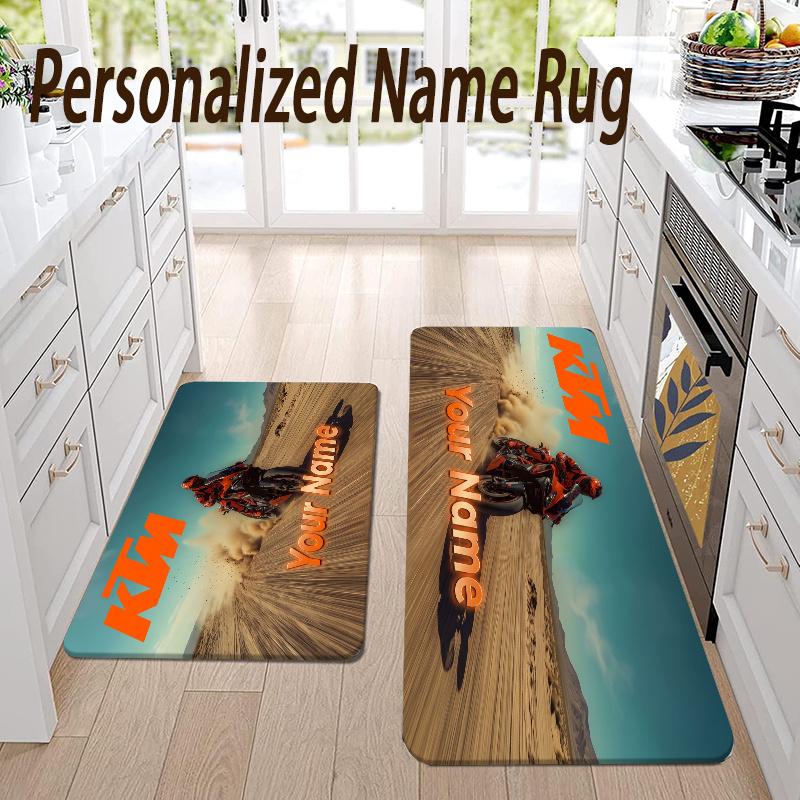 Custom Name KTM Flannel Area Rug Kitchen Floor Mat Personalized Home Decoration