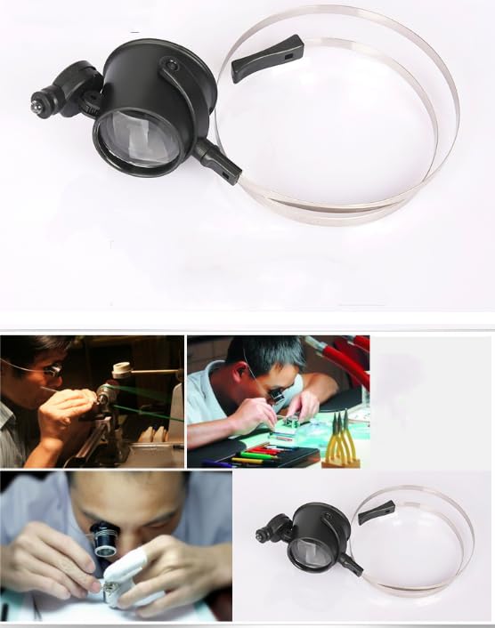 15x Magnifying Glass with LED Ideal for Watch Jewelry Machine Reading Precision Headband Magnifier Light, Repair, Appraisal, Repair, Close-Up Work,