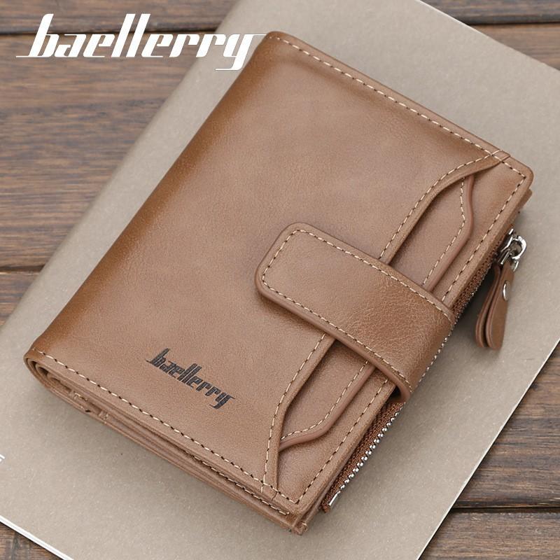 Wallet Men's Retro European American Three Fold Short Style With Multiple Card Slots Zipper Buckle High-end Small
