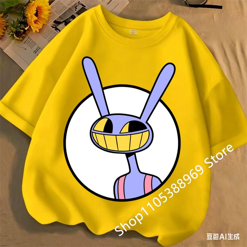 Children Short Sleeve T Shirts The Amazing Digital Circus Anime Cartoon Print Cotton Top Boys Girls Summer Casual Crew Neck Tees