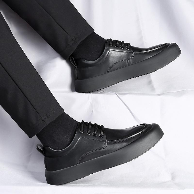 FashionFashion Casual Spring Autumn Cow Leather Shoes for Men New England Black Men's Dress Shoes Lace New Designer Loafers Male