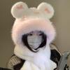 Casual Winter Balaclava Hat Bowknot Windproof Ear Protection Hat Keep Warm Thickened Integrated Scarf Hat Set for Women
