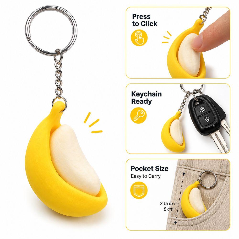 3D Printed Banana Clicker Toy Clickable Button Fidget Clicker Gifts Banana Keychain Everyday Carry