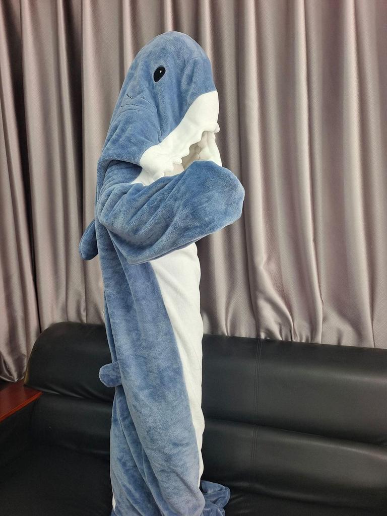 Shark Sleeping Bag Flannel Wearable Onesie Pajamas Hoodie Homewear