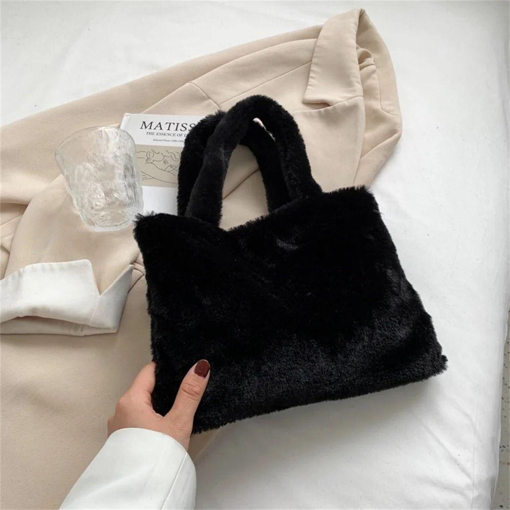 Plush Shoulder Bag Cute Hand Bag Versatile Tote Bag Female
