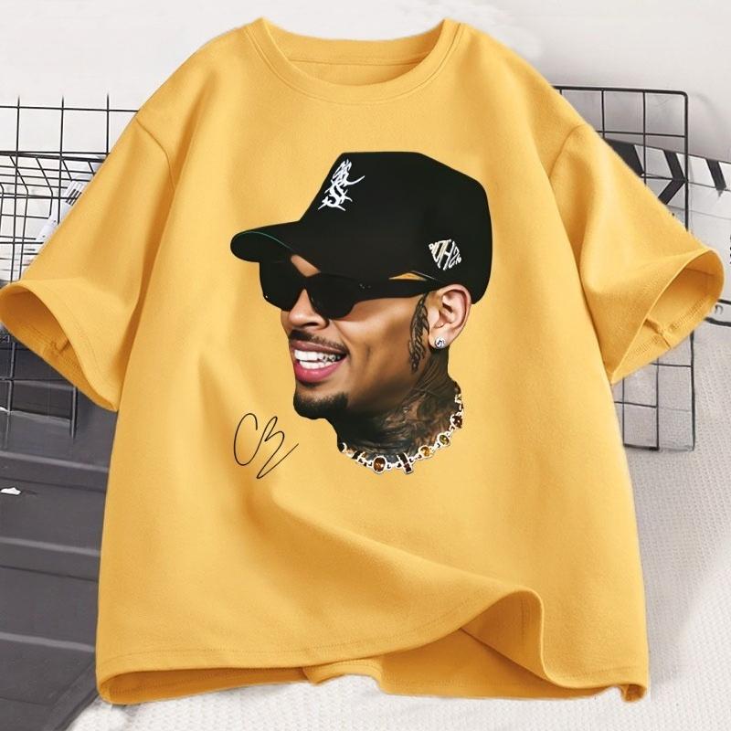 Chris Brown TShirt Breezy Bowl XX Rapper T Shirt Casual Short Sleeve Round Neck Tshirt Concert Music Hiphop Unisex Women Clothing