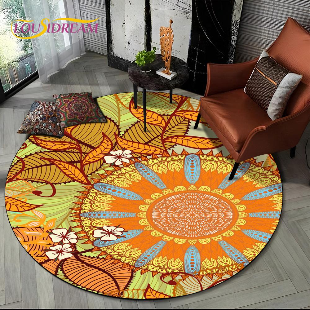 3D Meditation Mandala Bohemia nature Spirit Yoga Round Carpet Rug for Living Room Bedroom Child Decor,Pet Area Rug Non-slip Mat