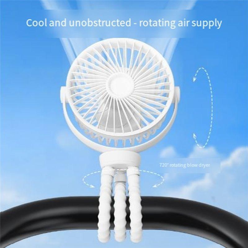 A71Z Baby Stroller Fan Mini Outdoor Fan USB Speed Flexible Octopus Fan Tripod Clip On Handheld Fan For Stroller Crib