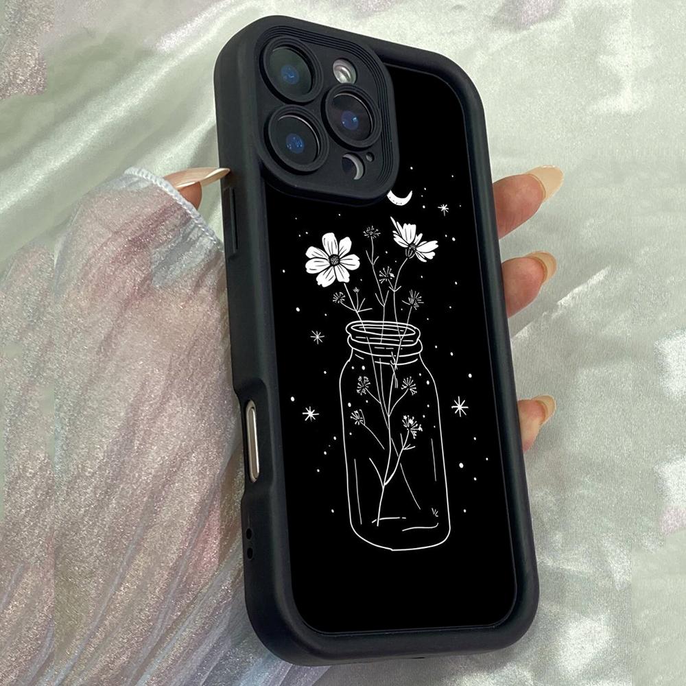 JT93 black white art drawing line for iPhone 17 16 15 14 Pro Max Samsung S26 S25 S24 Ultra A17 A16 A07 A56 A06 Xiaomi 15T Redmi 14C 15c Soft TPU Case