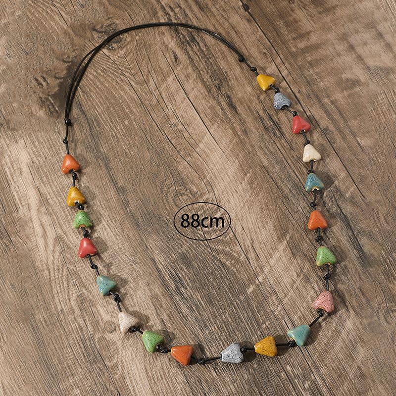 Kolorowy ceramiczny naszyjnik w stylu boho, ręcznie robiony, regulowany, prosty tkany sznurek, ceramiczny naszyjnik, akcesoria jubilerskie, prezenty