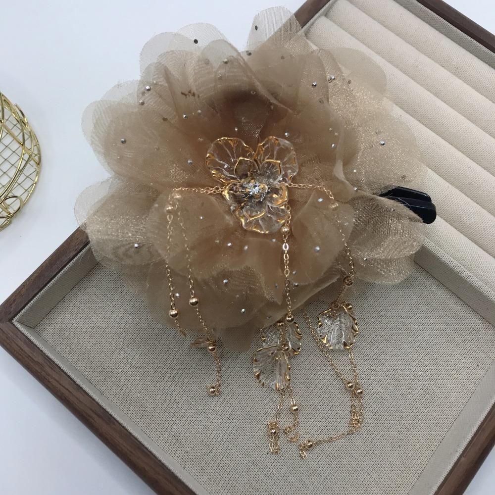 Tassel Grasping Clip Peony Flower Shark Clip Fashion Hair Claw  Girl