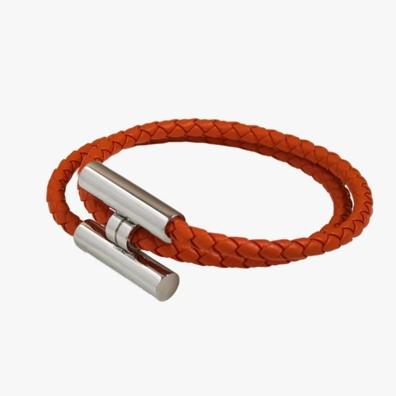 Stainless Steel Bracelet, Leather Woven Bracelet, Various Colors, Geometric Style, Light Luxury Style
