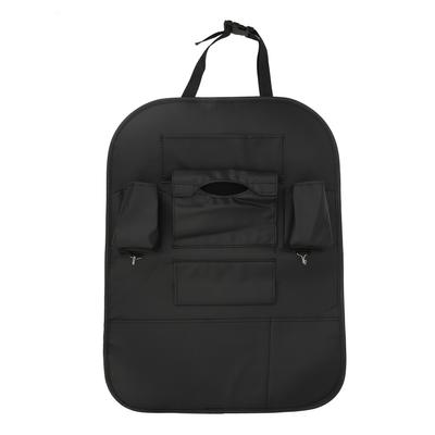 Backrest Organizer Bag 47x63.5cm PU Leather Black Rear Car Seat Muti Pocket Storage Bag Kick Mats