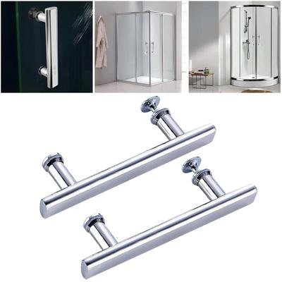 2Pcs/Pack Shower Door Handle Silver Stainless Steel Bathroom Door Handle Knob DIY 145mm Hole Centres Shower Enclosure Glass Door