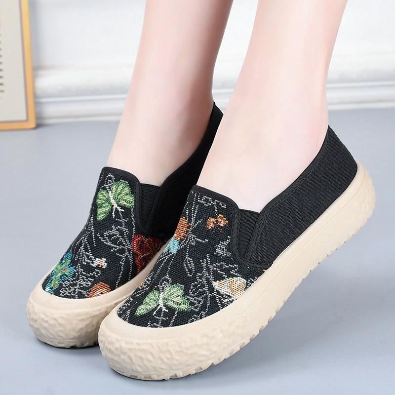 ****** and Autumn Old ******* Cloth Shoes Women's Shoes Fashion Casual Versatile Canvas Shoes S**t Soles Ethnic Style One Pedal Flat Shoes