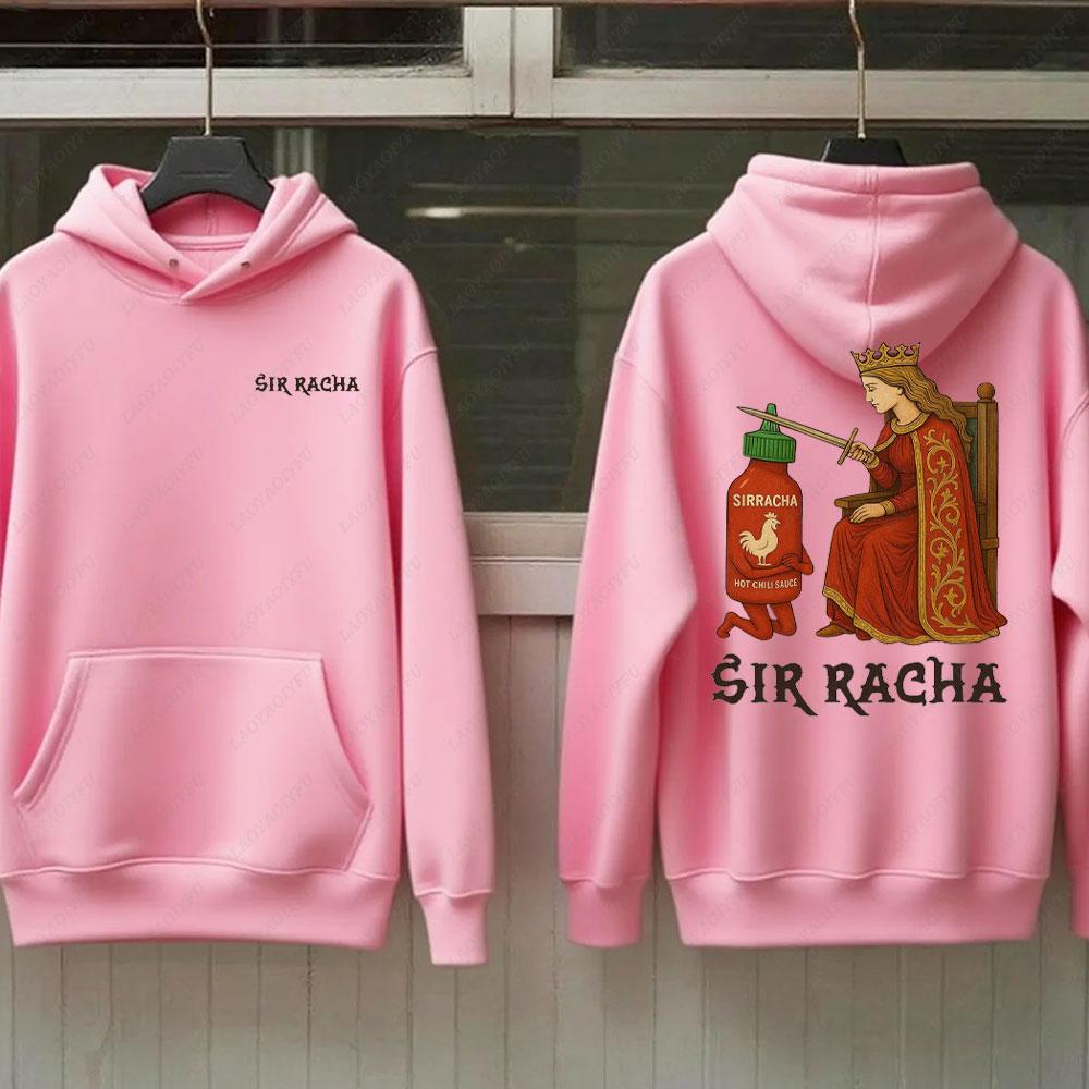 Sir Racha Man Woman 2 SidedHoodies Sri Racha Medieval Art Pullover Sriracha Fan Merch Retro Medieval Graphic Sweatshirt Hoodie