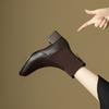 Autumn Winter Women Thick Heel Ankle Boots Fashion Leather Knitted Combination Shoes Square Toe Modern Short Botas Para Mujer