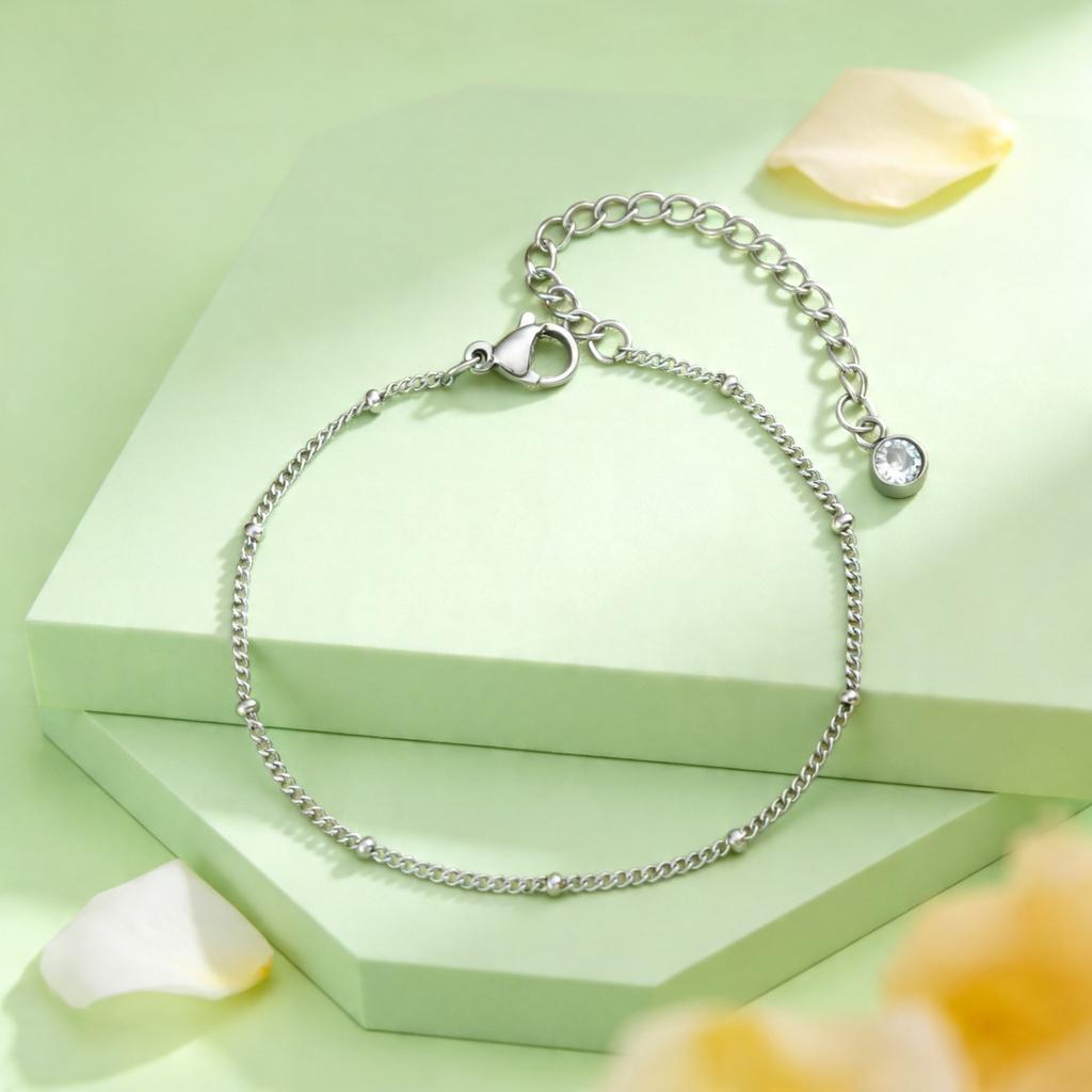 Minimalist Beads Chain Bracelet for Women Thin Stainless Steel O-Chain Bracelets Fashion Wrist Jewelry Gift