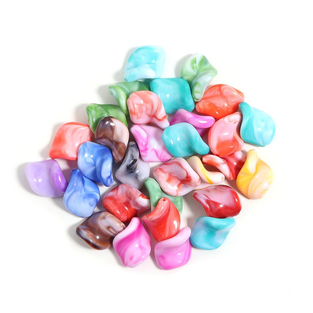 20-30pcs Colored Ink Painting Spacer Beads Heart Oval Irregular Shape Resin Beads For DIY Handmade Bracelet Keychain accessories