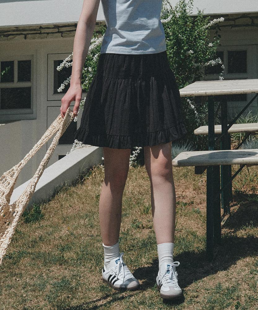 Aau Jacquard Mini Tiered Skirt_Black