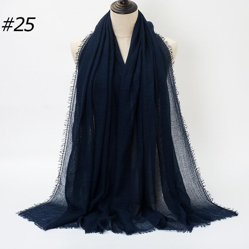 New Pleated Monochrome Cotton Solid Color Scarf, Naturally Pleated Human Cotton Hair Beard Edge Large Size Women's Headscarf B