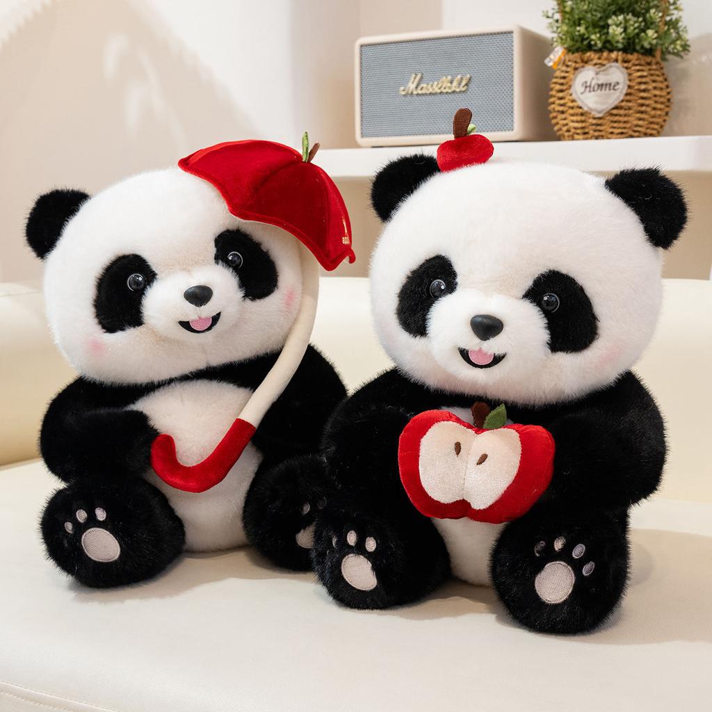 Super Cute Umbrella Panda Plush Toy Girl Birthday Gift Apple Round Panda Hall Souvenir Home Decoration