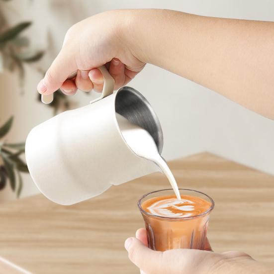 350/500ml Milk Frother Cup Built-in Scale Stainless Steel Bird Beak Espresso Pull Flower Cup for Dessert Shop