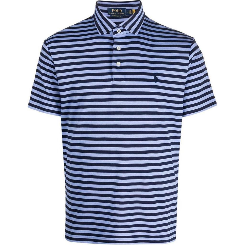 Polo Ralph Lauren Striped Color Block Button Casual Short Sleeve Polo Shirt Men Tops Blue 710899066-003