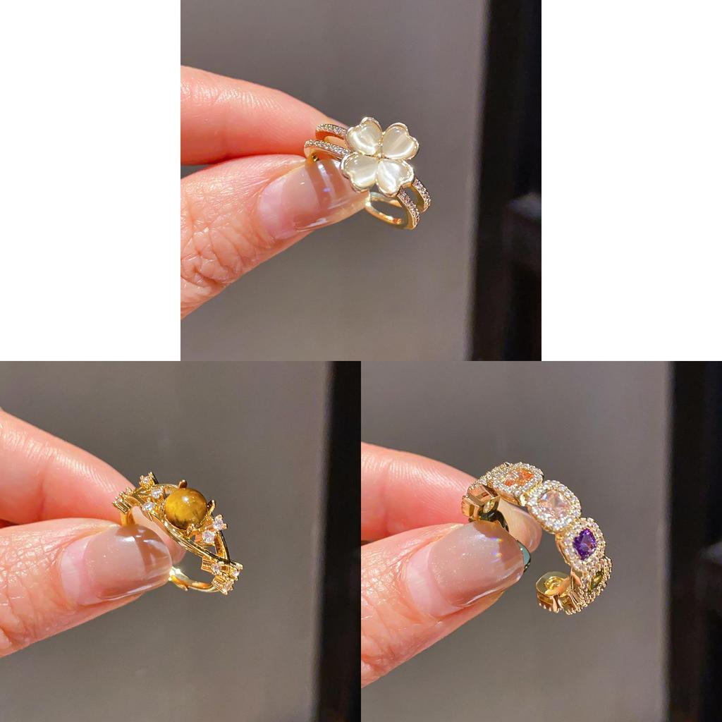 Geometric Gold Plated Zirconia Ring For Women Stylish Minimalist Fashion Jewelry