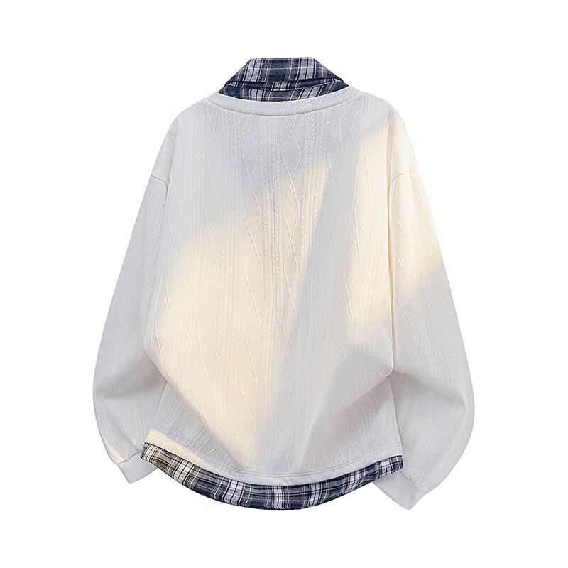 Wassup Sohot Men's Faux Two-Piece Polo Collar Long Sleeve Sweatshirt