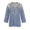 Women's Fashion Casual Lapel 3/4 Sleeve Print Shirt Women's Button Up Tops