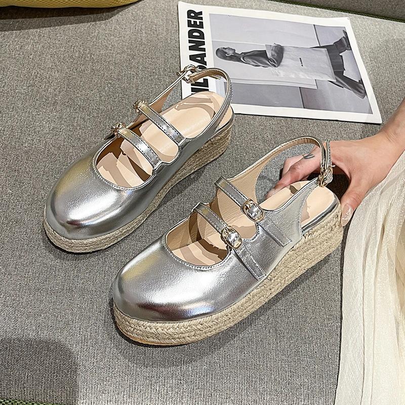 Shoes Female 2025 Brand Closed Toe Women's Sandals Buckle Strap Casual Sandals Women Summer Belt Buckle Shoes for Women