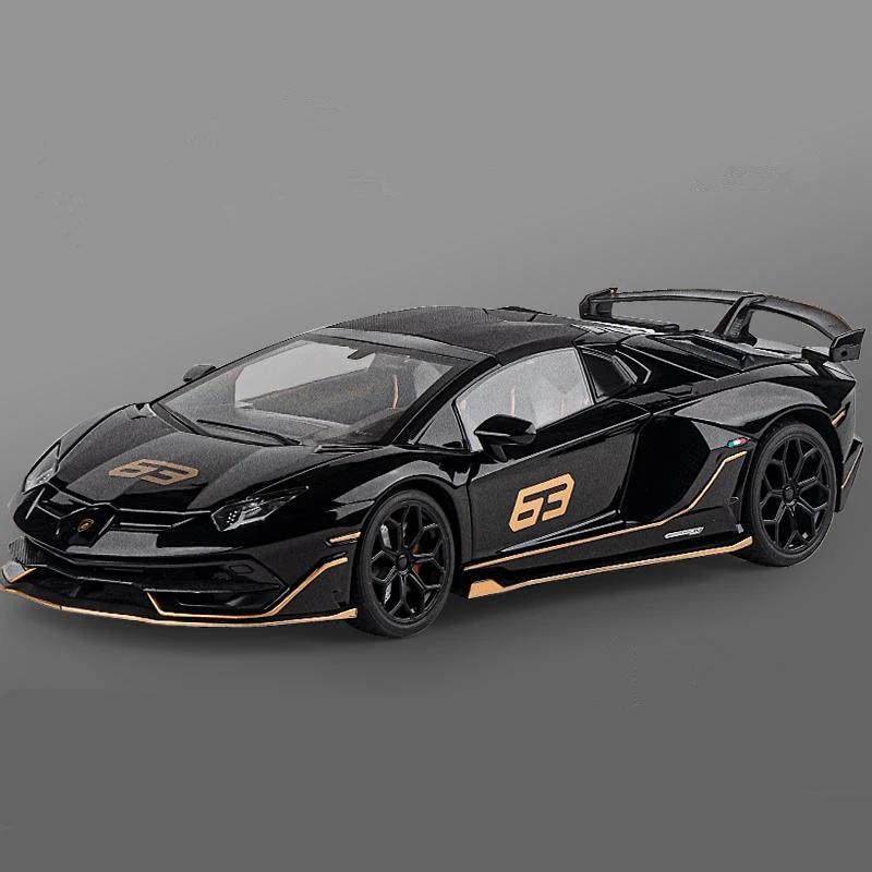 Large Size 1/18 Lamborghini Aventadors SVJ 63 Alloy Sports Car Model Diecast Metal Toy Racing Car Model Simulation Sound and Light Kids Gift