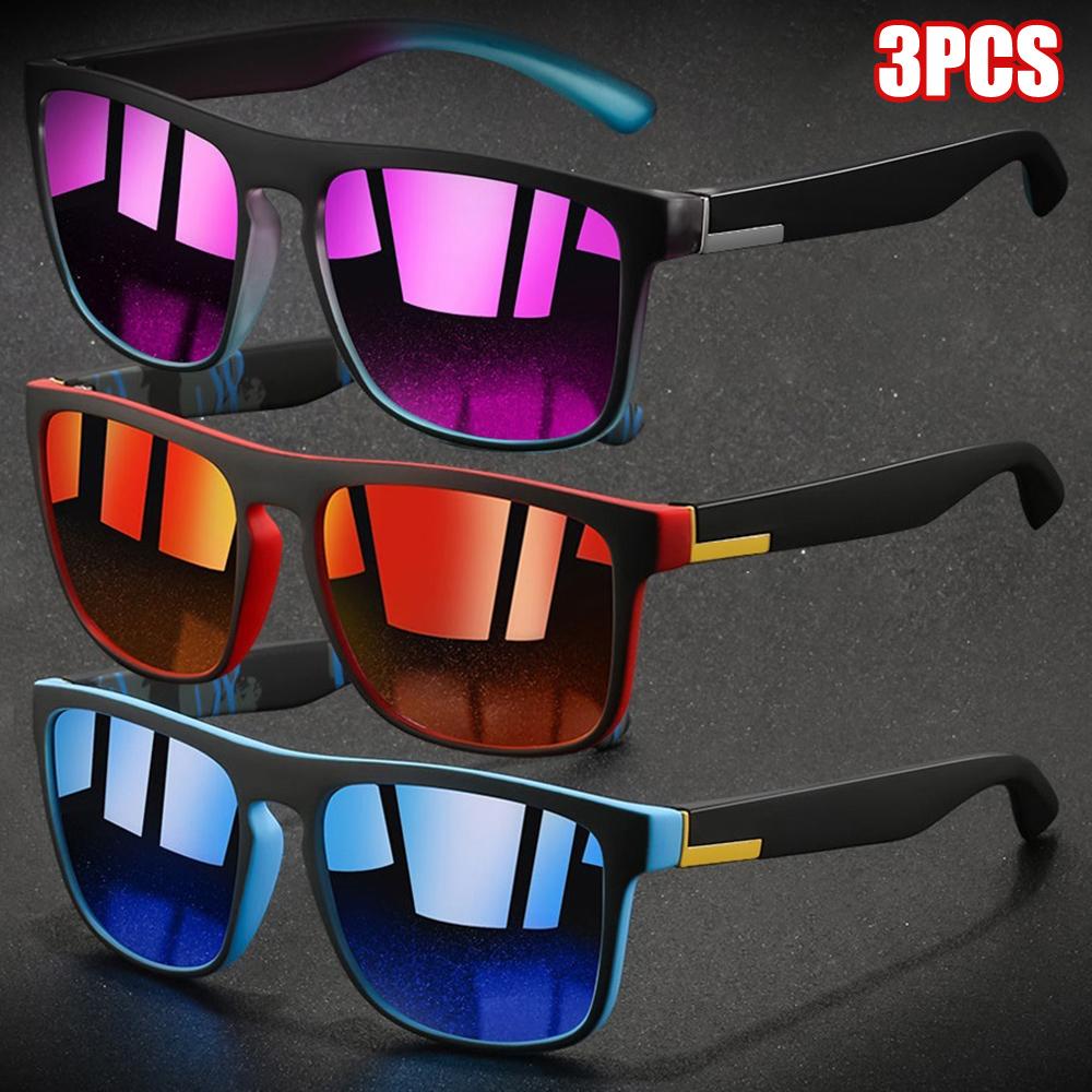 

1-3PCS Fashion Vintage Square Sports Sunglasses for Men & Women Driving Fishing Eyewear Brand Designer Sun Glasses