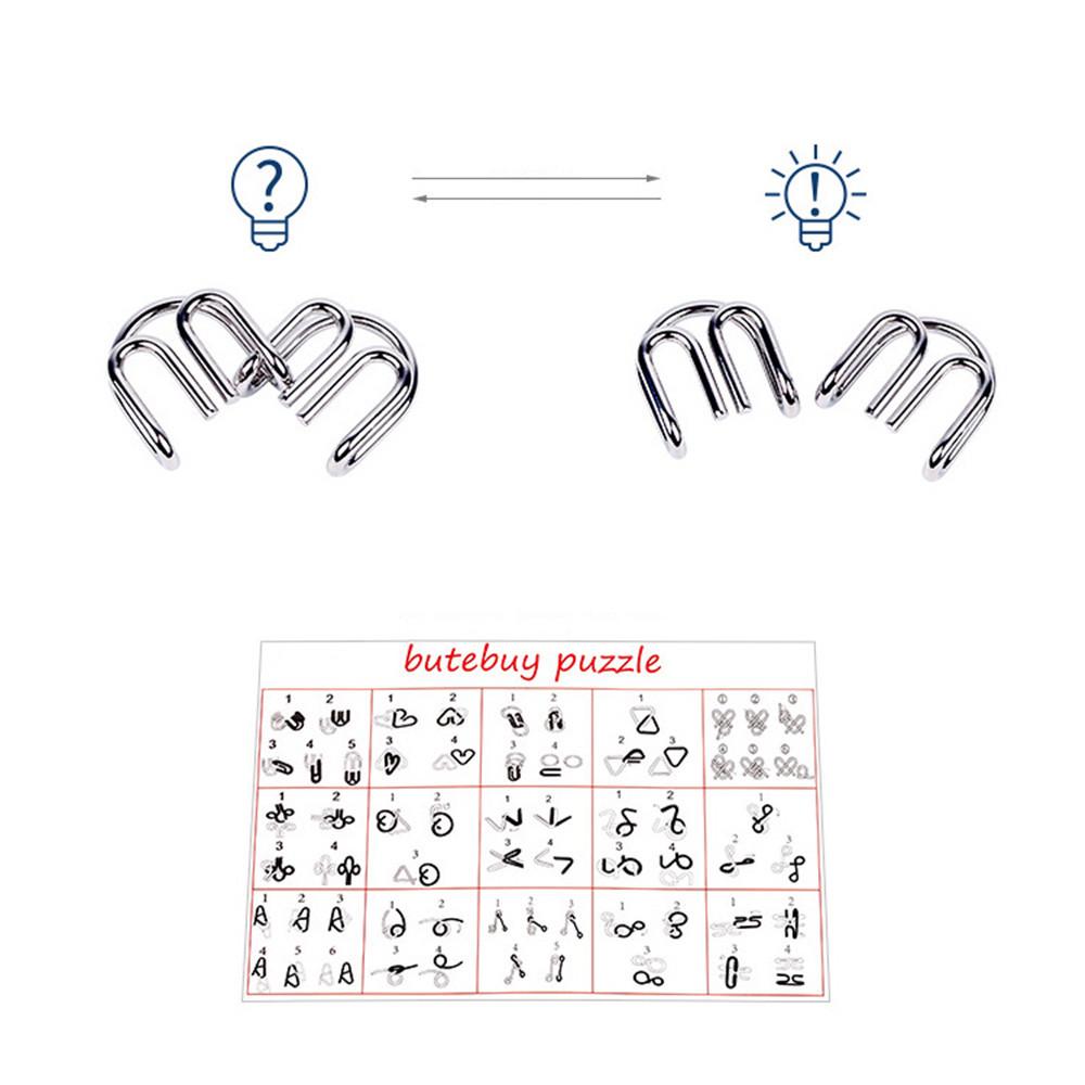 15Pcs Metal Wire Puzzles Brain Teaser Metal Wire Puzzles Educational Toy Gift