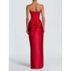 New Solid Color Waist Sexy Tube Top Hip Long Dress Dress Satin Lace-up Streamer Dress