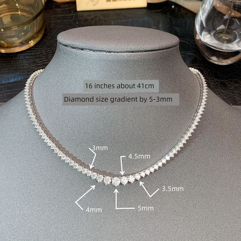 

Fashion Luxury Banquet Gradient Zircon Tennis Girl Necklace Platinum, Approximately 41cm