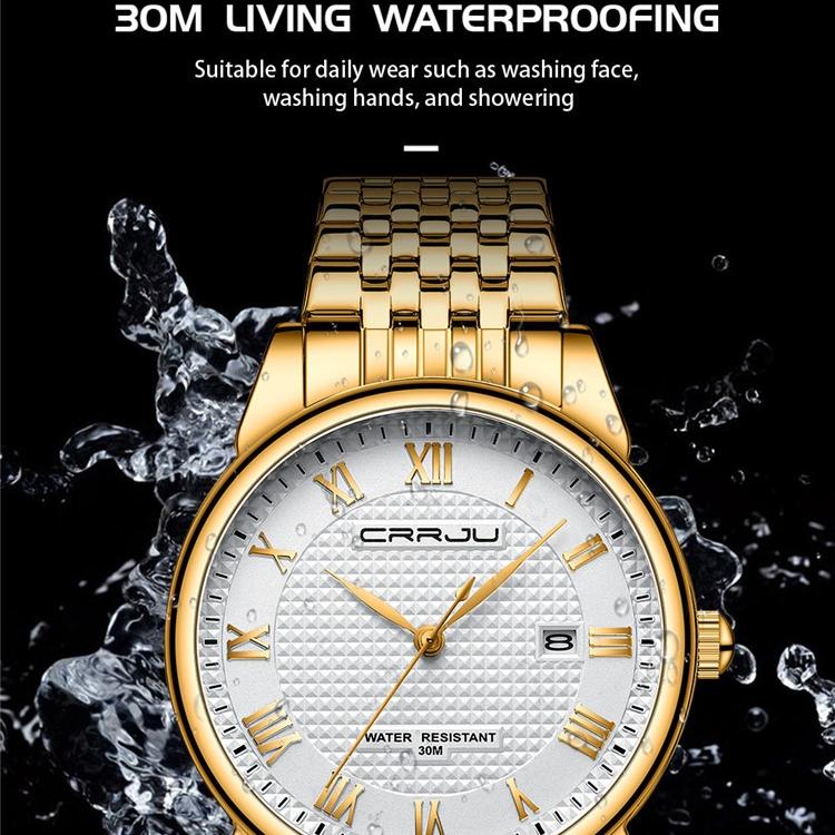 CRRJU Watch 5010 New Steel Strap Men's Watch Simple Fashion Calendar