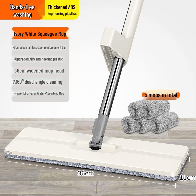 Large Hands-Free Wet & Dry Flat Mop with Squeegee